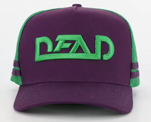 Load image into Gallery viewer, Snap Back Truckers Hat " DEAD " Purps