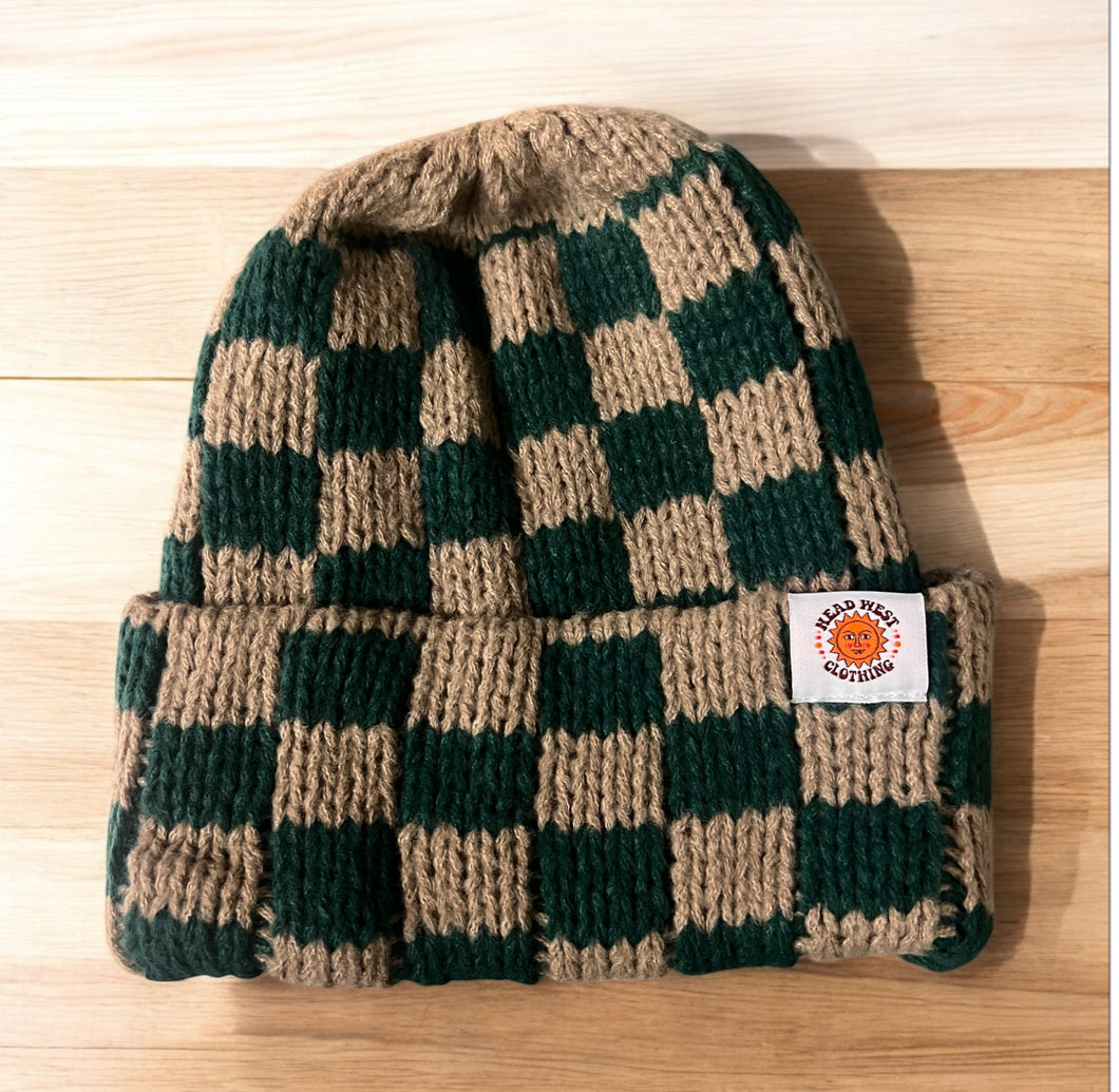 Checkered Beanie Warm Winter Hat