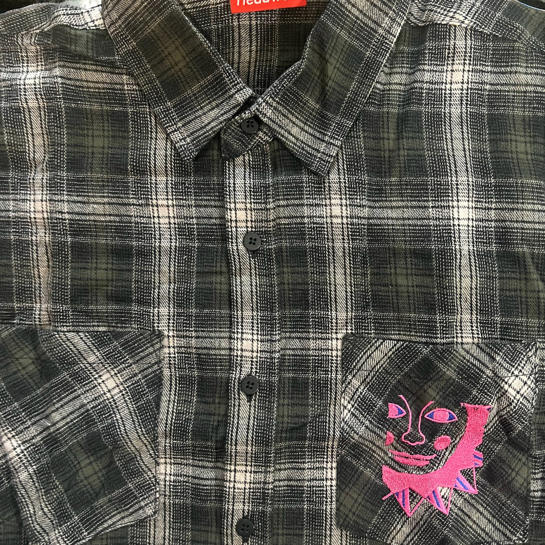 Flannel Shirt with Pink HeadWest Logo Embroidered